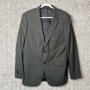 Theory Blazer Men’s 42L Grey with Fain Plaid Design Wool Blend Suit Jacket